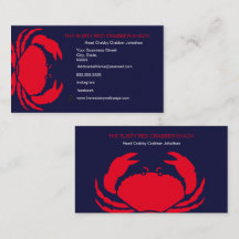 Red Crab Seafood Navy Blue White Simple Nautic
