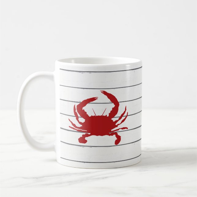 Red Crab Shiplap Coastal Tasse (Links)