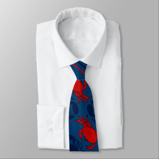 Red Crabs Navy Blue Lobsters Krawatte