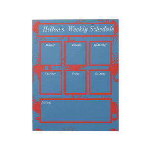 Red crabs on blue weekly schedule notes notizblock