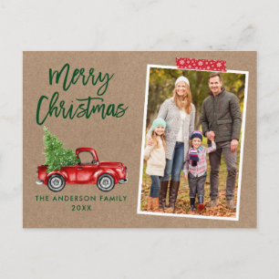 Red Craft Tape Pinselschrift Truck Kraft Weihnacht Postkarte