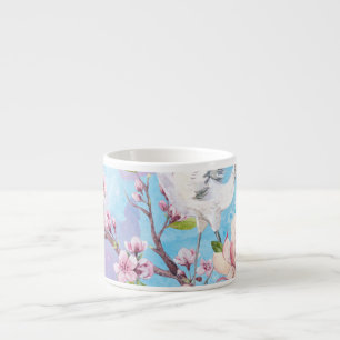 Red Crane Watercolor Japanische Motif Espressotasse
