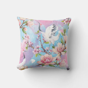 Red Crane Watercolor Japanische Motif Kissen