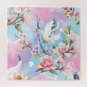 Red Crane Watercolor Japanische Motif Puzzle