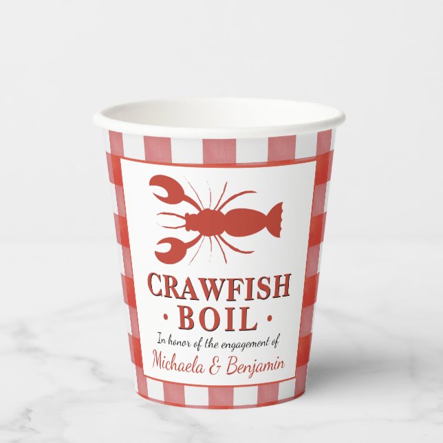 Red Crawfish Boil Hummer Party Verlobung Picnic Pappbecher (Vorderseite)