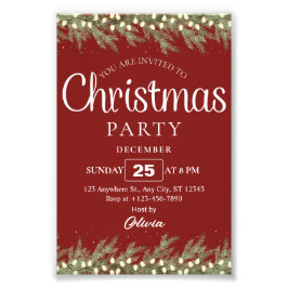 Red Cream Floral Elegant Holiday Christmas Party Fotodruck