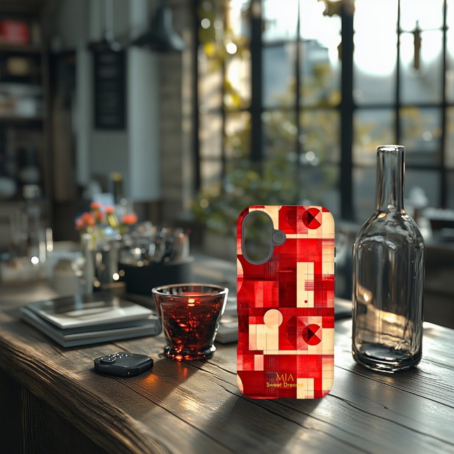 Red & Cream Geometric Art Phone Case - Sweet Dream (Von Creator hochgeladen)