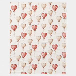Red Cream Heart Balloons Fleecedecke