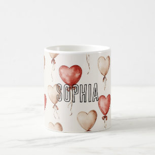 Red Cream Heart Balloons Kaffeetasse