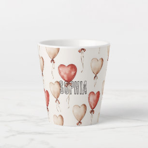 Red Cream Heart Balloons Milchtasse