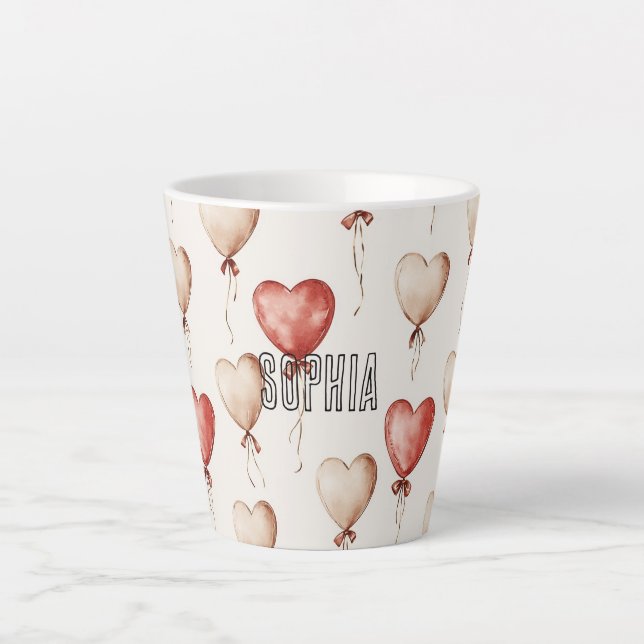 Red Cream Heart Balloons Milchtasse (Vorderseite)