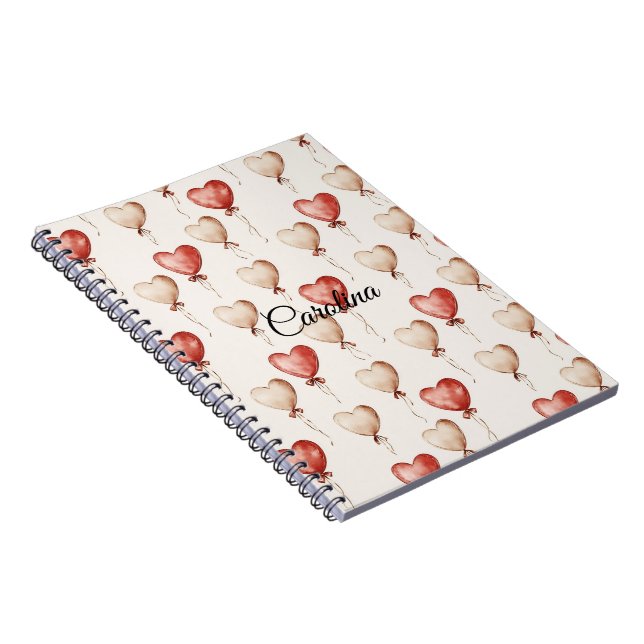 Red Cream Heart Balloons Notizblock (Rechte Seite)