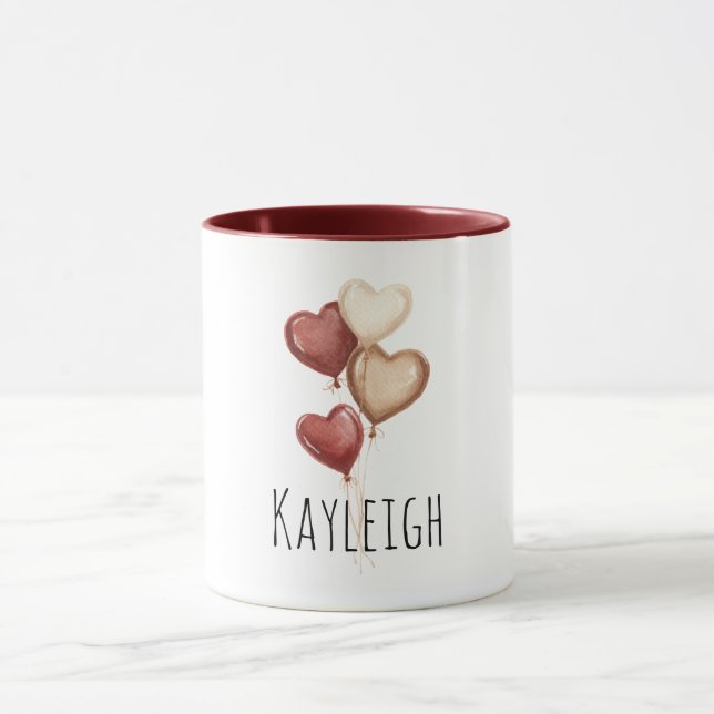 Red Cream Heart Balloons Tasse (Zentrum)