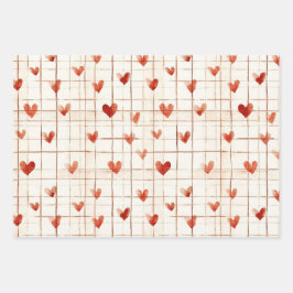 Red Cream Hearts Balloons Geburtstag Geschenkpapier Set