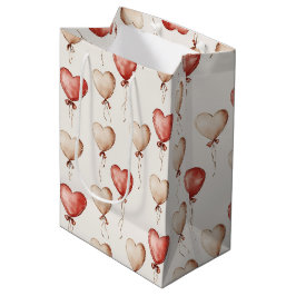 Red Cream Hearts Balloons Geburtstag Mittlere Geschenktüte