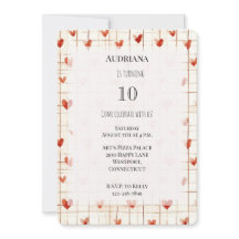 Red Cream Hearts Lines Birthday