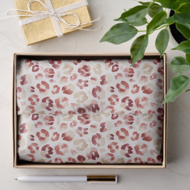 Red Cream Leopard Animal Print Seidenpapier (Geschenk)