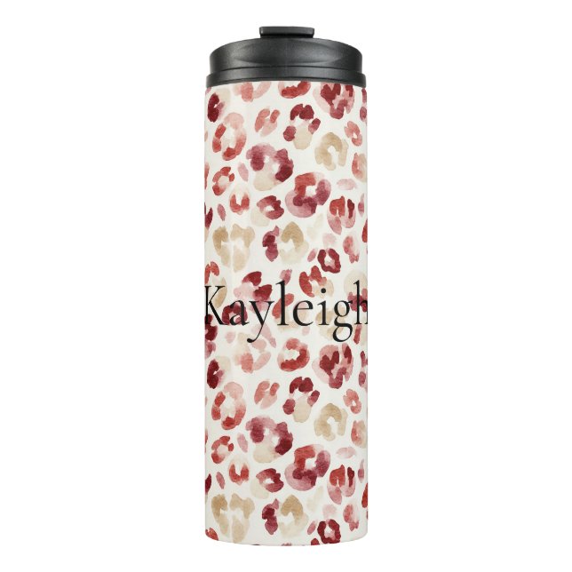 Red Cream Leopard Animal Print Thermosbecher (Vorderseite)