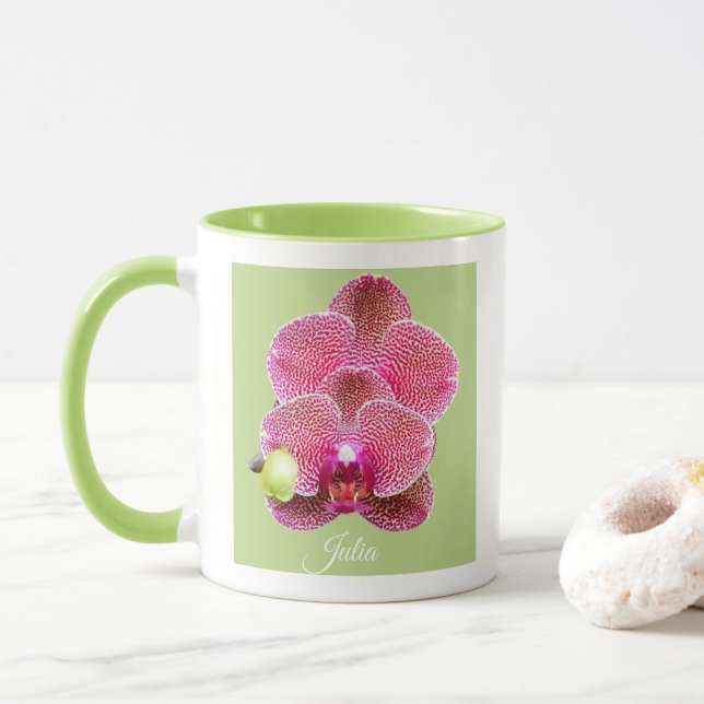 Red Cream Phal. Orchids Coffee Cup Tasse (Mit Donut)