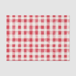 Red Cream Plaid Stripes Birthday Seidenpapier