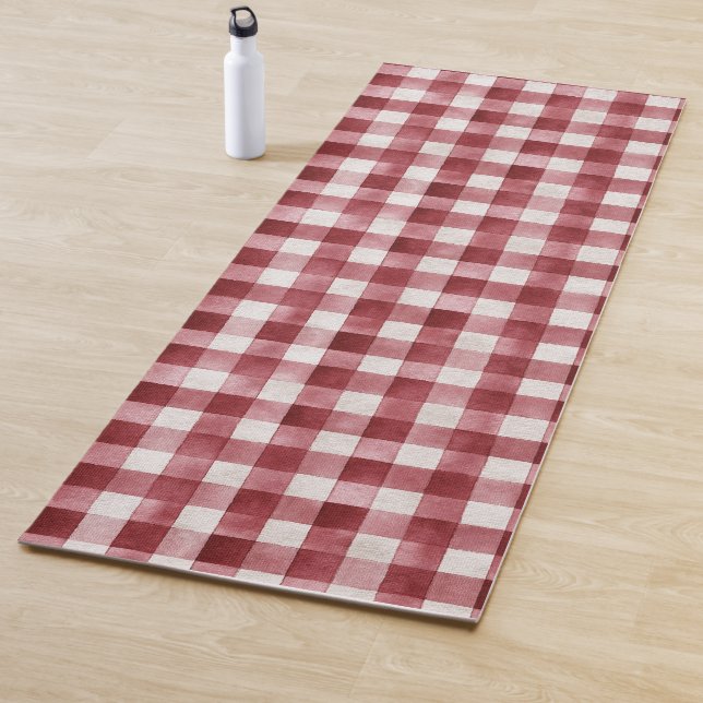 Red Cream Plaid Stripes Yogamatte (Beispiel)