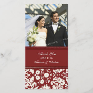 Red Cream Vielen Dank für Ihre Hochzeit Foto Cards Dankeskarte