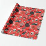 Red Creepmas Going Christmas Wrapping Paper Geschenkpapier<br><div class="desc">Jedes Geschenk verdient einen phantastischen Wrap-Job! Überraschen Sie Ihre Geschenke mit dieser gotischen Geschenkpackung mit gruseligen Schädeln und Rippenweihnachtsbäumen! Dieses leckere Verpackungspapier wird diese Feriensaison bestimmt verzaubern!</div>