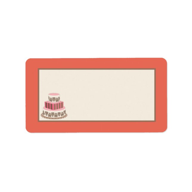 Red/Creme Wedding Cake Mailadresse Adressaufkleber (Vorne)