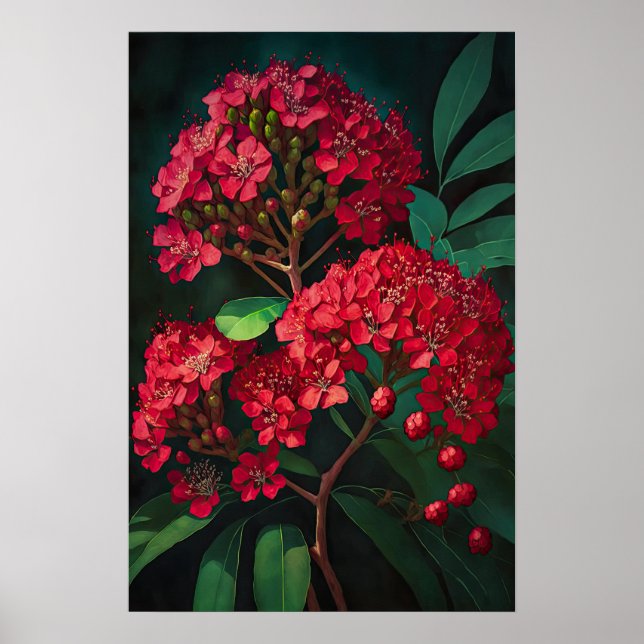 Red Crepe Myrtle Blume Art Print Poster (Vorne)