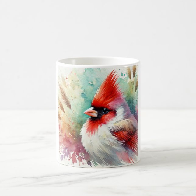 Red crested cardinal 060824AREF107 - Watercolor Kaffeetasse (Mittel)
