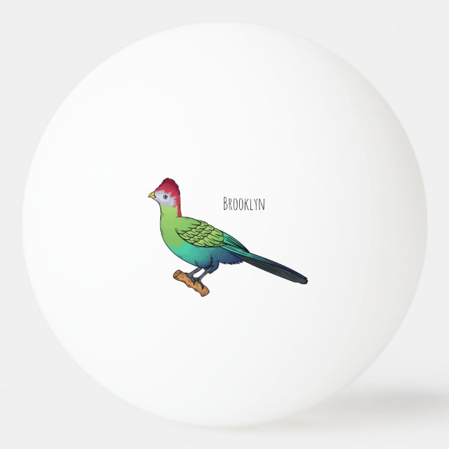 Red-crested turaco bird cartoon illustration tischtennisball (Vorderseite)