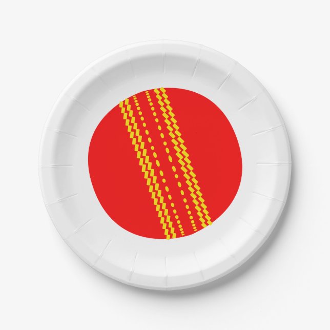 Red Cricket Ball Pappteller (Vorderseite)