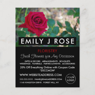 Red Crimson Rose, Floristry Advertising Flyer