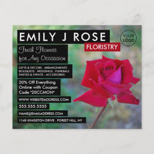Red Crimson Rose, Floristry Advertising Flyer