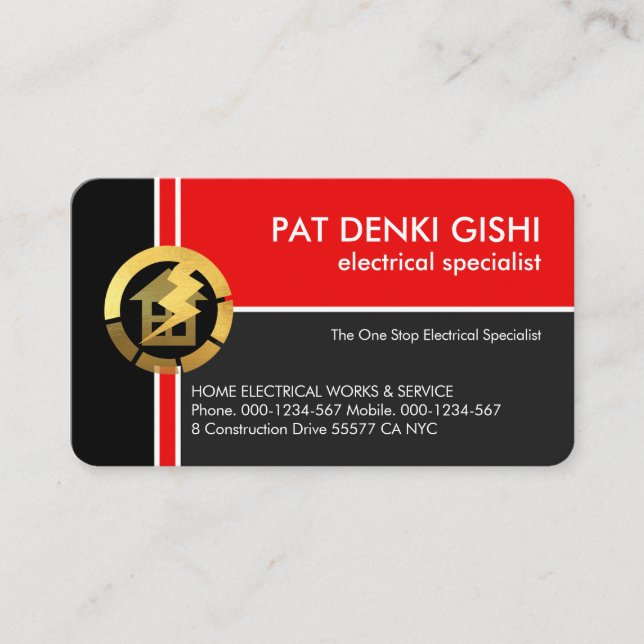 Red Crisscross Electrical Lines Visitenkarte (Vorderseite)