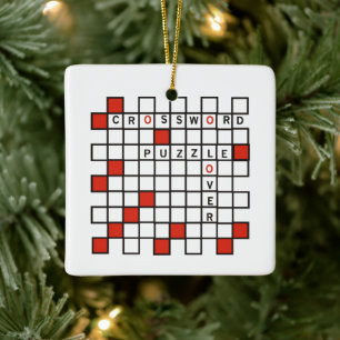 Red Crossword Puzzle Lover Keramikornament