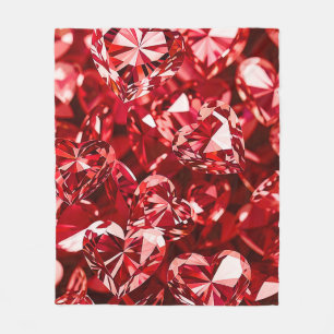 Red Crystal Diamond Hearts Fleecedecke
