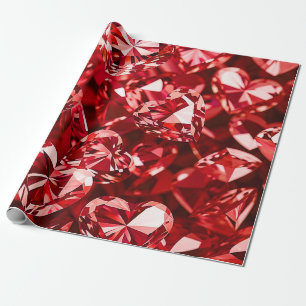 Red Crystal Diamond Hearts Geschenkpapier