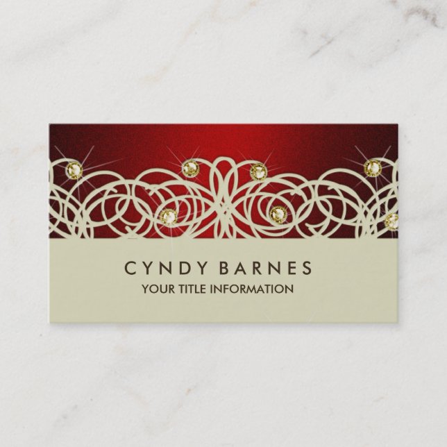 Red Crystal und Lace Business Card Visitenkarte (Vorderseite)