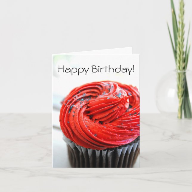 Red Cupcake Fotografie Happy Birthday Card Karte (Vorderseite)