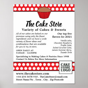 Red Cupcake & Polka Dot, Cake Store Werbung Poster