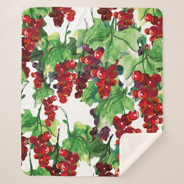 Red Currant Nahtloses Muster Sherpadecke (Vorderseite)