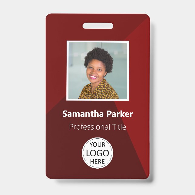 Red Custom Employee - Foto-ID, Logo, Bar-Code Ausweis (Vorderseite)
