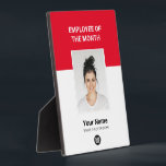 Red Custom Employee of the Month Foto Awards Fotoplatte<br><div class="desc">Red Custom Employee of the Monat Wertungsschild mit Foto,  Firmenlogo,  Mitarbeitername und Titel. Jede Farbe,  jeder Schriftart,  kein Minimum.</div>