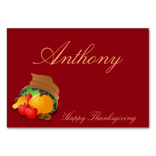 Red Custom Erntedank Table Cards Cornucopia Tischnummer