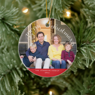 Red Custom Merge Weihnachts Foto Tree Ornament