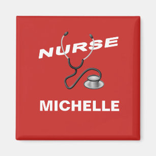 RED Custom Nurse Name Magnet