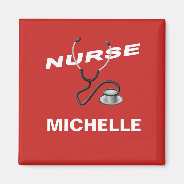 RED Custom Nurse Name Magnet (Vorne)