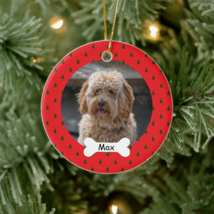 Red Custom Pet Puppy Dog Foto Keramik Ornament