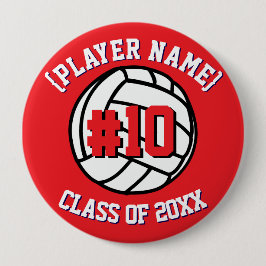 Red Custom Volleyball Player and Class Button
